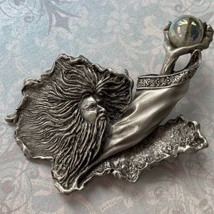 Jonette Jewelry VINTAGE pewter wizard Brooch